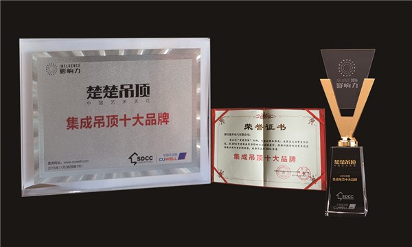 再获荣誉！楚楚荣膺集成吊顶十大品牌、集成家居十大品牌！